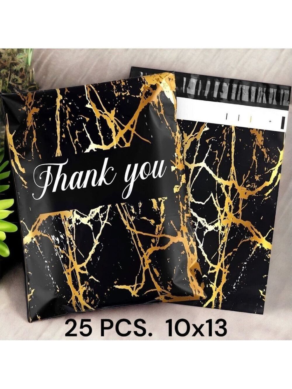 25 10X13 Poly Mailers Black Gold Veins Shipping Envelopes Bags PRICE IS FIRM - Picture 7 of 10